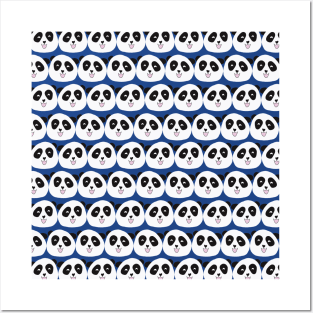 Panda Bear Faces Blue Posters and Art